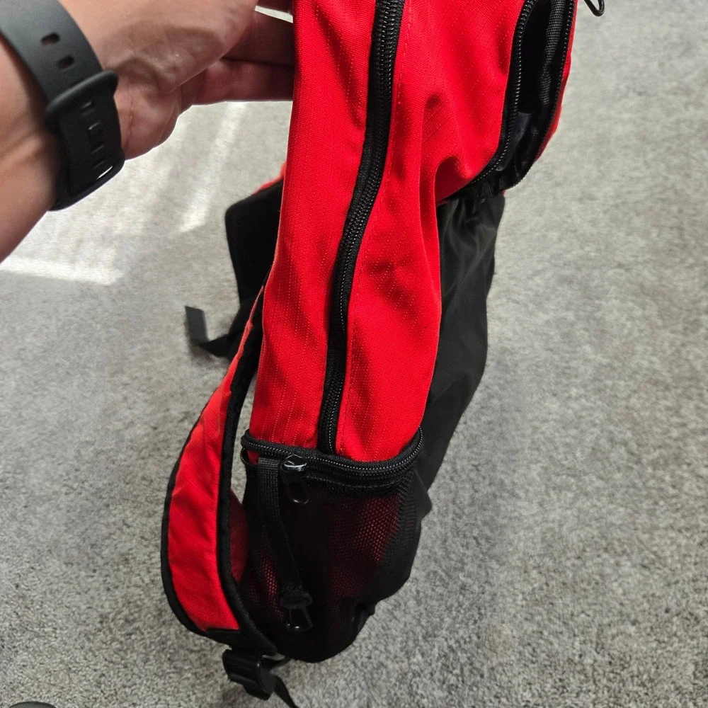 Nike Red Black Swoosh Backpack School Sports Gym Bag Ripstop Padded Straps